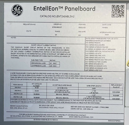GE ENT2404BL3H2 ENTELLEON PANELBOARD 400A
