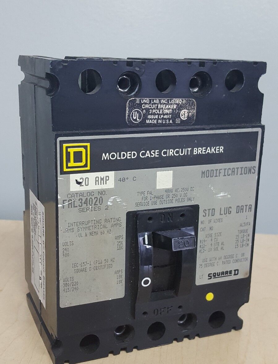 Square D FAL34020 3p 20a 480v Breaker