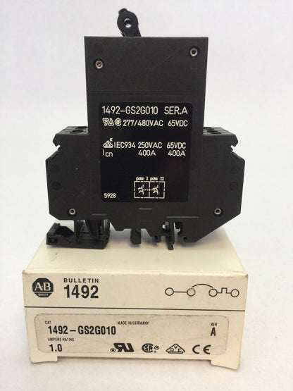 ALLEN BRADLEY 1492-GS2G010 MINTURE CIRCUIT BREAKER 1A 2 POLE