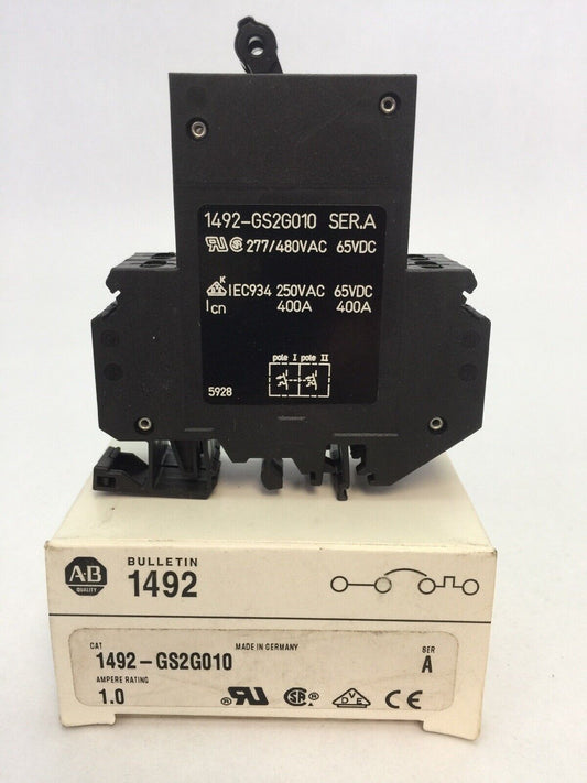 ALLEN BRADLEY 1492-GS2G010 MINTURE CIRCUIT BREAKER 1A 2 POLE