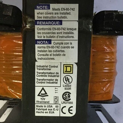 SQUARE D 9070T150D13 INDUSTRIAL CONTROL TRANSFORMER 120VAC 50/60HZ .150KVA