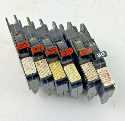 FPE *LOT OF 6* - 030 / NC130 - STAB-LOK BREAKERS - 1 POLE/240VAC/30A - NEW***