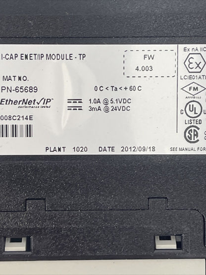 ALLEN BRADLEY 1756-EN2T SER C FW 4.003 CLX HI-CAP ENET/IP MODULE 3mA@24VDC