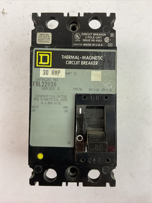 SQUARE D FAL22030 SER 2 240VAC 250VDC 30AMP 2P  THERMAL-MAGNETIC CIRCUIT BREAKER