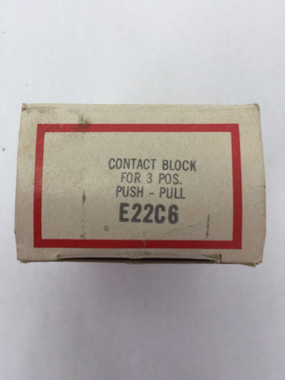 CUTLER HAMMER E22C6 CONTACT BLOCK FOR 3 POS. PUSH - PULL 600V