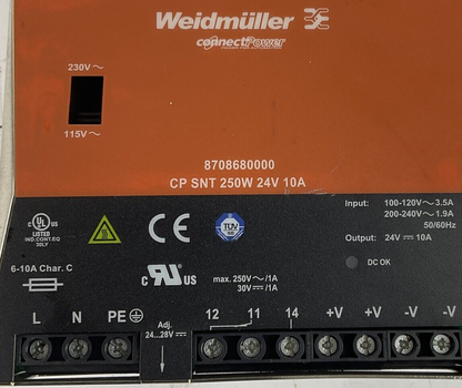 WEIDMULLER 8708680000 POWER SUPPLY 100-120VAC 3.5A