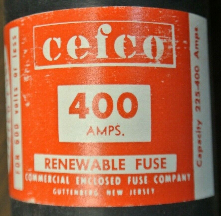 CEFCO REN400 RENEWABLE FUSE / 400A / 600V / NEW SURPLUS / CAPACITY 250-400 AMPS