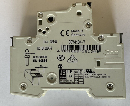SIEMENS 5SY41 MCB C4 CIRCUIT BREAKER 230/400V W/5ST3010 CIRCUIT SWITCH *LOTOF2*