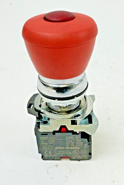 ALLEN-BRADLEY - 800F-N3R SER. B - RED PUSH BUTTON W/ 800F-X01 SER. A (X2)