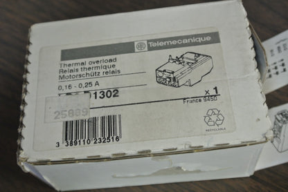 TELEMECANIQUE LR2D1302 - THERMAL OVERLOAD RELAY - 0.16-0.25A - NEW SURPLUS