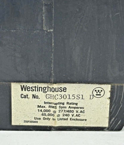 WESTINGHOUSE - GHC3015S1, 223P539H01B, 1373D62G01 SHUNT-3 POLE/480VAC/15A - NEW