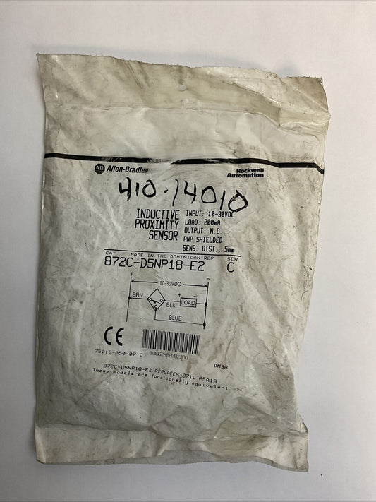 ALLEN BRADLEY 872C-D5NP18-E2 SER C INDUCTIVE PROXIMITY SENSOR INPUT 10-30VDC