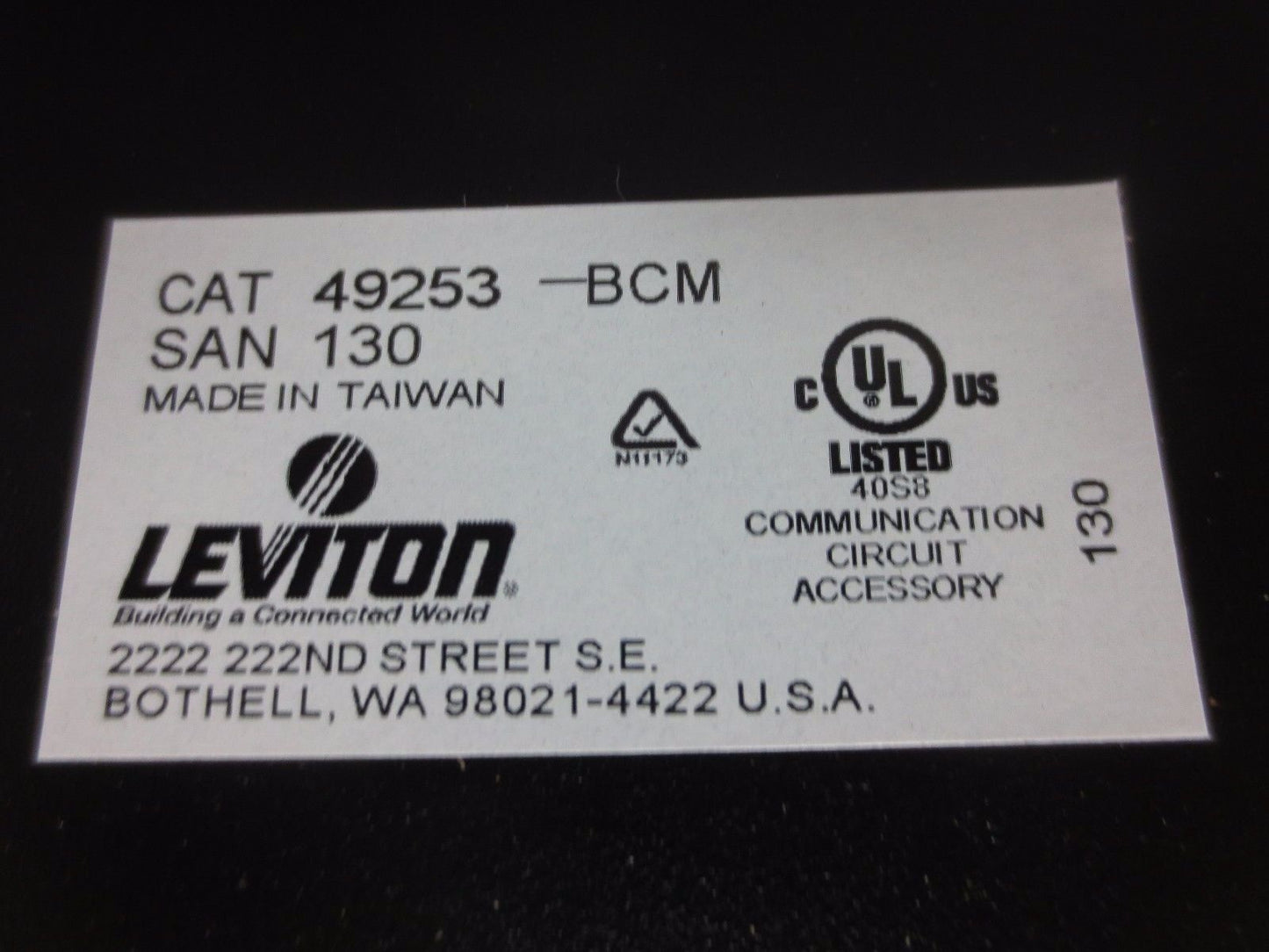 LEVITON 130-49253-BCM / 49253-BCM HORIZONTAL PATCH CORD ORGANIZER - NEW SURPLUS