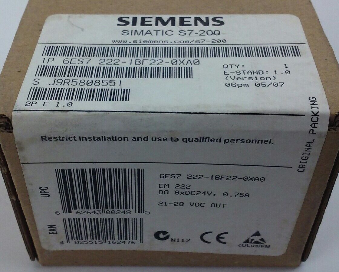 SIEMENS 6ES7 222-1BF22-0XA0  (BRAND NEW Current Factory Packaging)