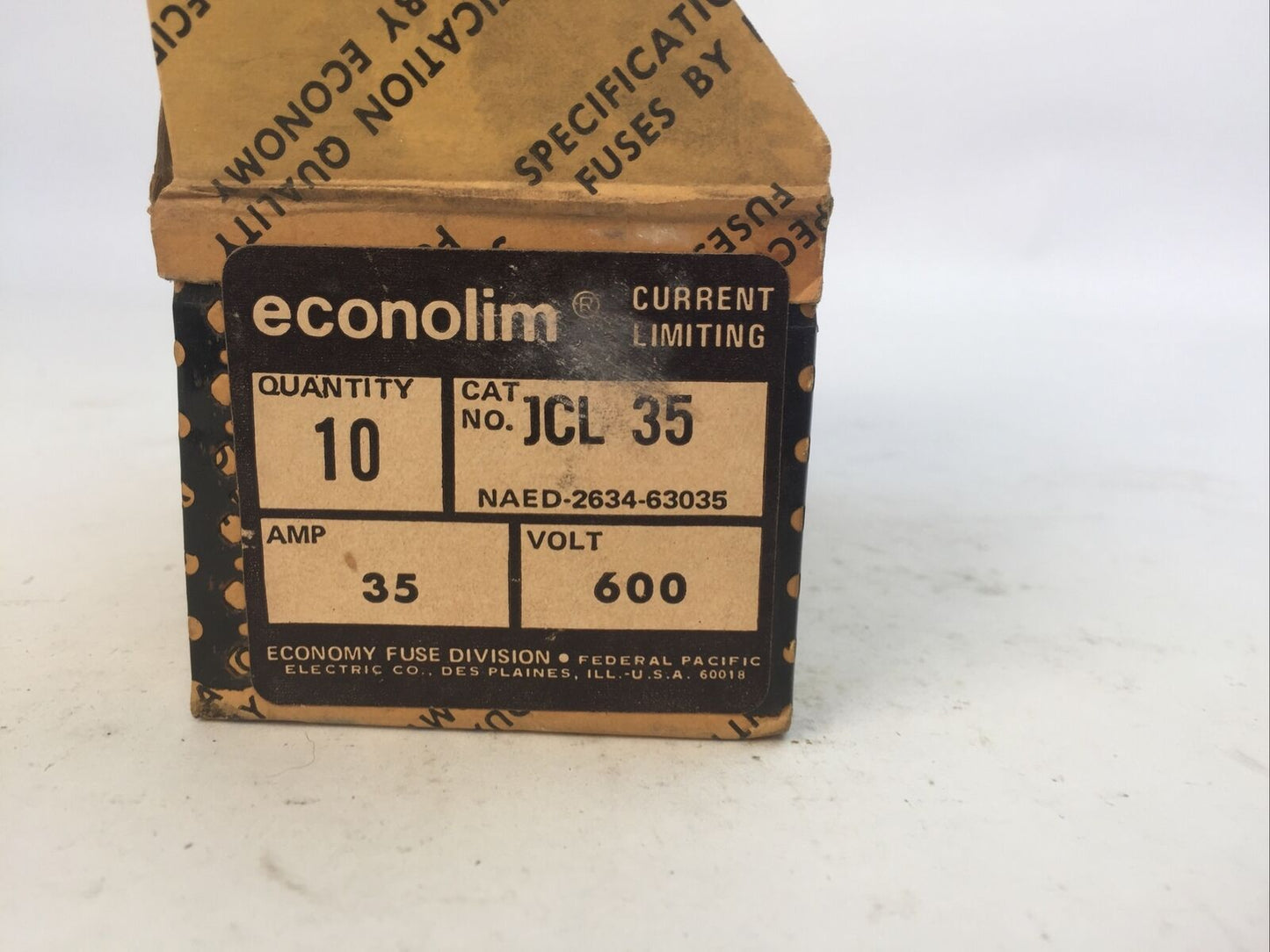 ECONOLIM JCL 35 CURRENT LIMITING FUSE 35AMP 600VAC CLASS J (BOX OF 10)