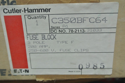 CUTLER-HAMMER C350BFC64 - FUSE BLOCK / POWER DISTRIBUTION BLOCK - NEW SURPLUS