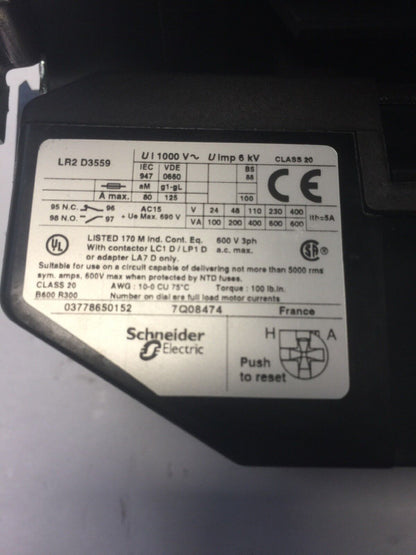 TELEMECANIQUE LC1 D80 REVERSING CONTACTOR LR2 D35 OVERLOAD LR2 D3559 LX1 D6 G7