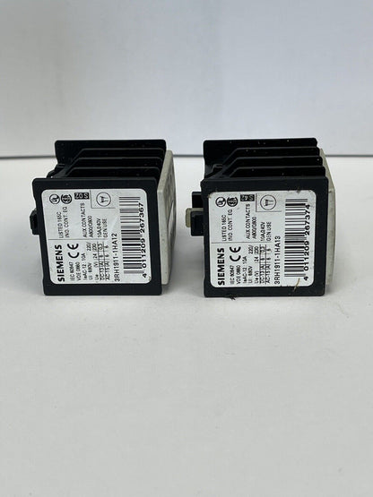 SIEMENS *2 UNITS*- 3RH1911-1HA12 AND 3RH1911-1HA13 - AUXILIARY CONTACTS