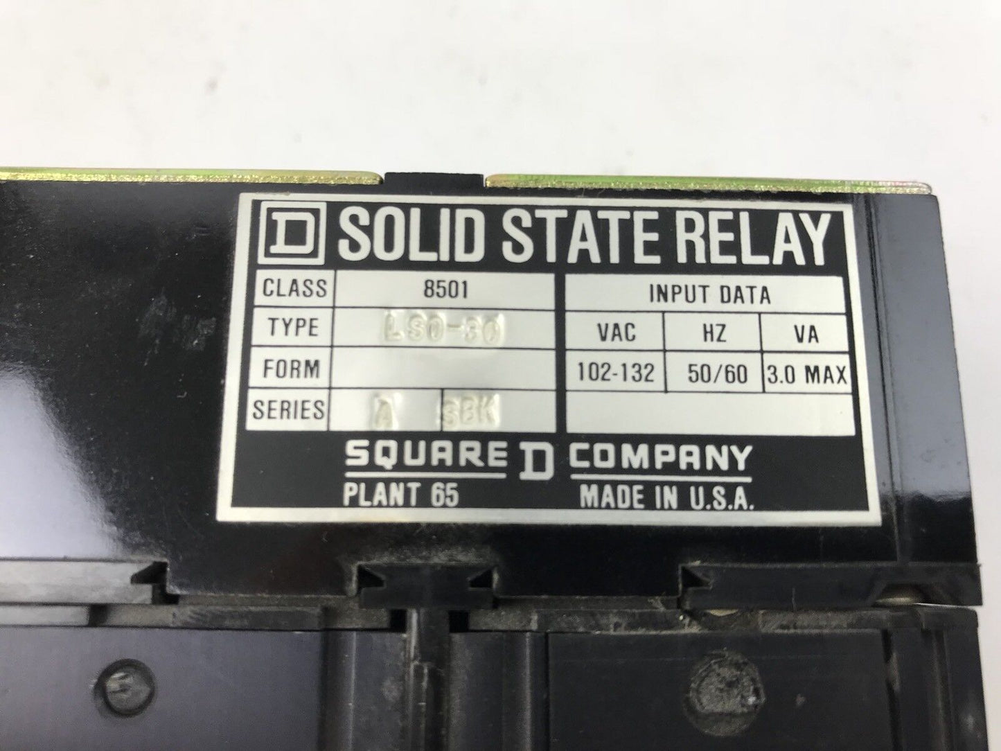 Square D 8501 LSO-30 Solid State Relay 120 V 50-60 HZ 3 Pole Convertible