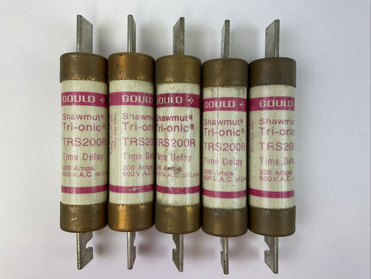 GOULD SHAWMUT TRS200R TRI-ONIC TIME DELAY FUSE 200A 600VAC (LOT OF 5)