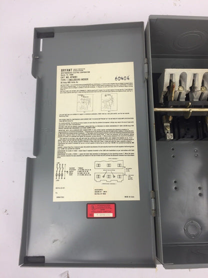WESTINGHOUSE HFN361 HEAVY DUTY SAFETY SWITCH 600 VAC 30 AMP TYPE 1 ENCLOSURE