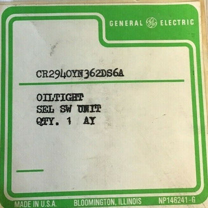 GENERAL ELECTRIC SELECTOR SWITCH CR2940YN362DS6A
