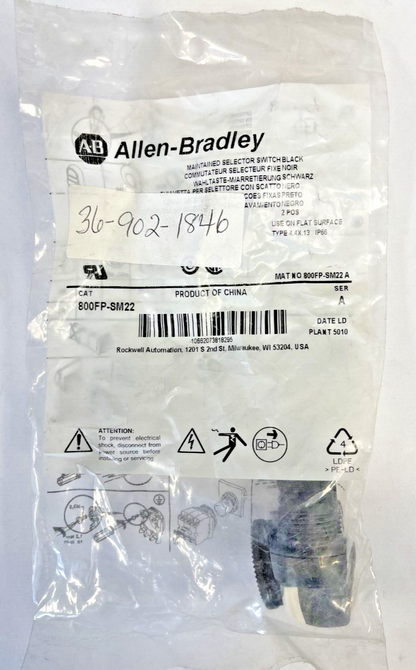 ALLEN BRADLEY - 800FP-SM22 - KEYED SELECTOR SWITCH - SERIES A