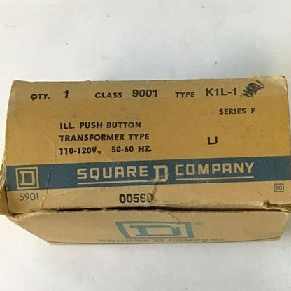 SQUARE D 9001K1L-1 ILL. PUSH BUTTON 120V SER.F CLEAR CAP