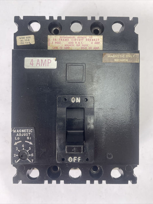 SQUARE D FAL36004M CIRCUIT BREAKER 4AMP 600VAC 3POLE