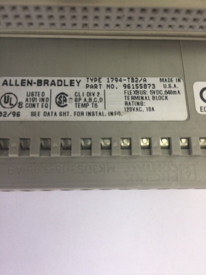 ALLEN BRADLEY 1794-TB2/A FLEXBUS TERMINAL BLOCK 5VDC 640mA
