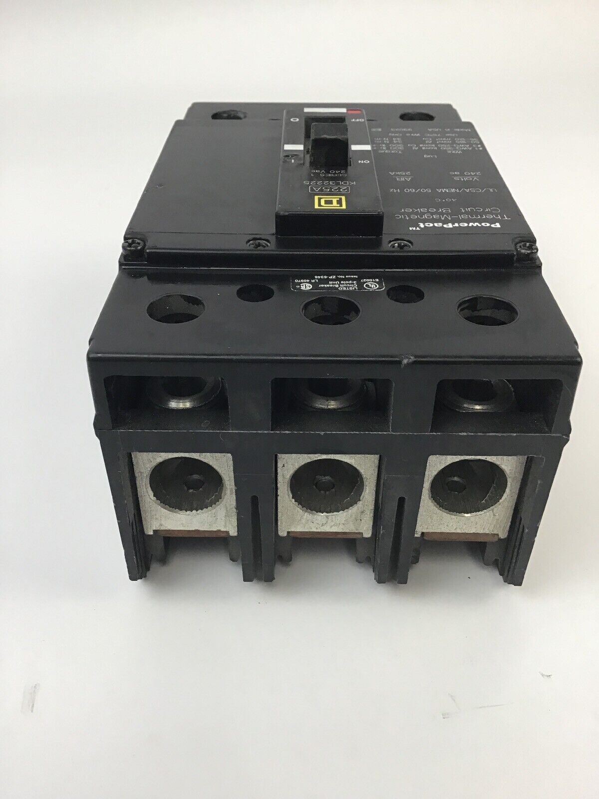 SQUARE D KDL32225  225A 240VAC/25kA  SER 1  THERMAL MAGNETIC CIRCUIT BREAKER