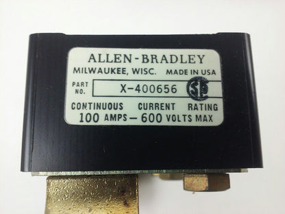 ALLEN BRADLEY 1491-N333 FUSE BLOCK,61-100A, 250- 600V, 3P, W/ X-410710, X-400656