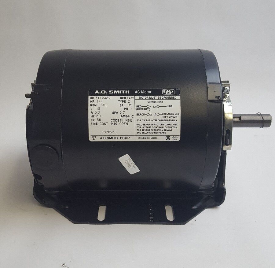 Century AO Smith RB2026L Split-Phase Resilient Motor, 1/4 HP, Split-Phase, 1140