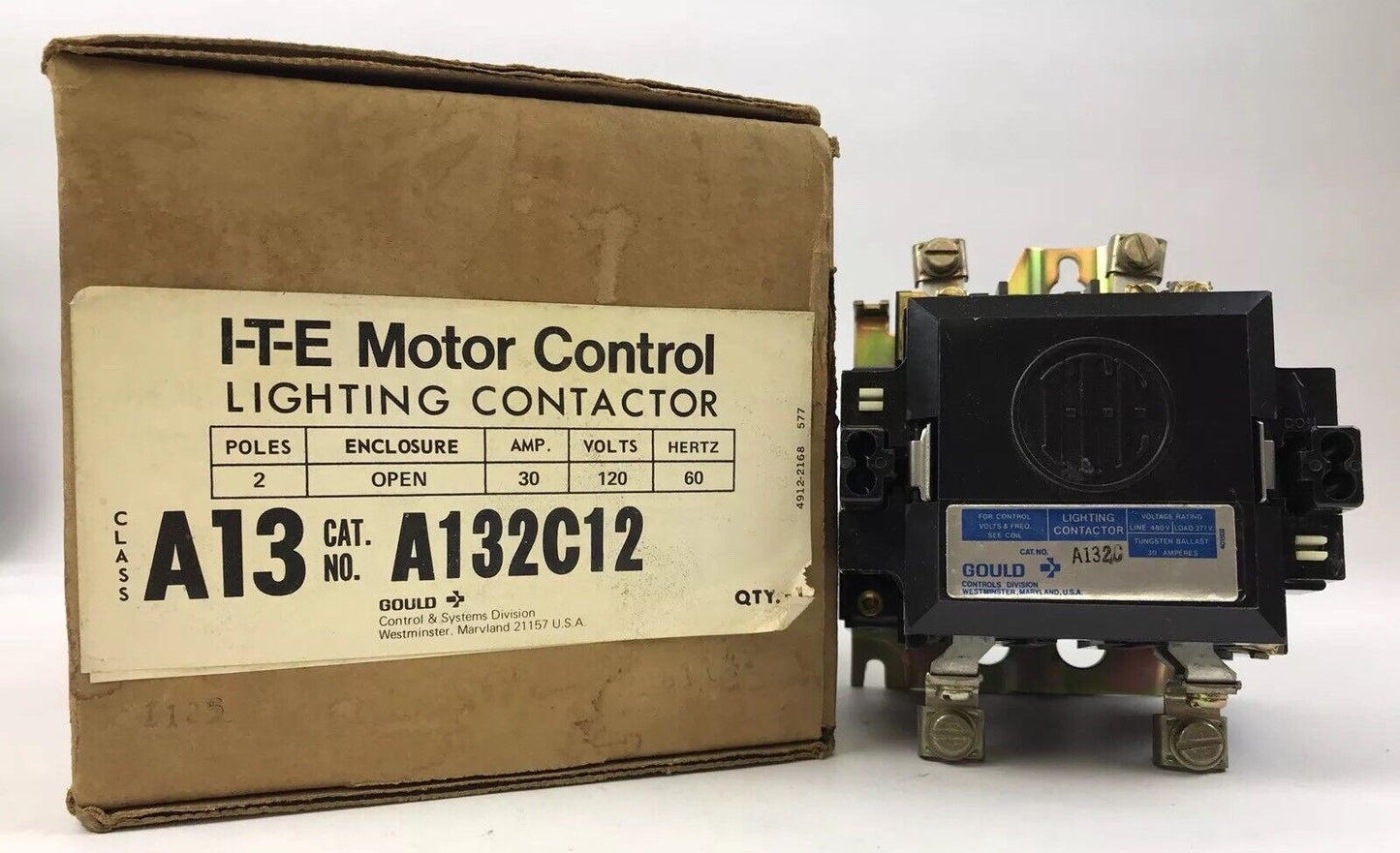 ITE A13 A132C12 Motor Control Lighting Contactor 30 Amp 120 V 60 HZ