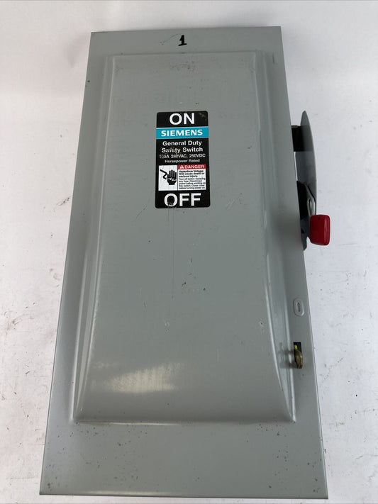 SIEMENS GF323N TYPE VB II 100A 240VAC 3PH 30HP 240VDC 20HP NEMA TYPE 1 FUSIBLE