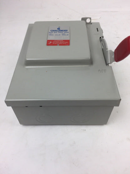 CHALLENGER HD321NFC HEAVY DUTY SAFETY SWITCH 30 AMP 240 VOLTS AC TYPE 1 INDOOR