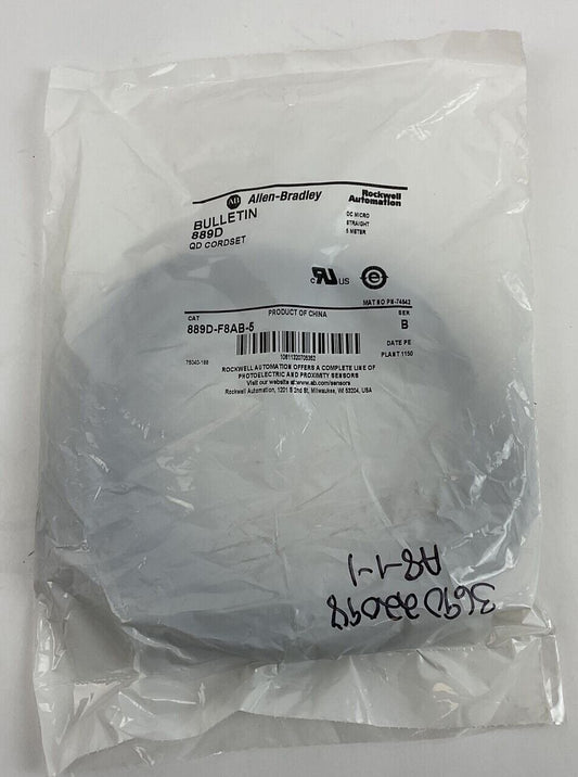 ALLEN BRADLEY 889D-F8AB-5 QD CORDSET 5 METER DC MICRO STRAIGHT SER.B