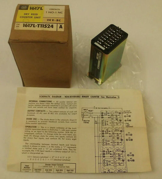 ALLEN BRADLEY 1617L-T11S24 SER. A DRY REED COUNTER UNIT MAGNETICALLY LATCHED 24V