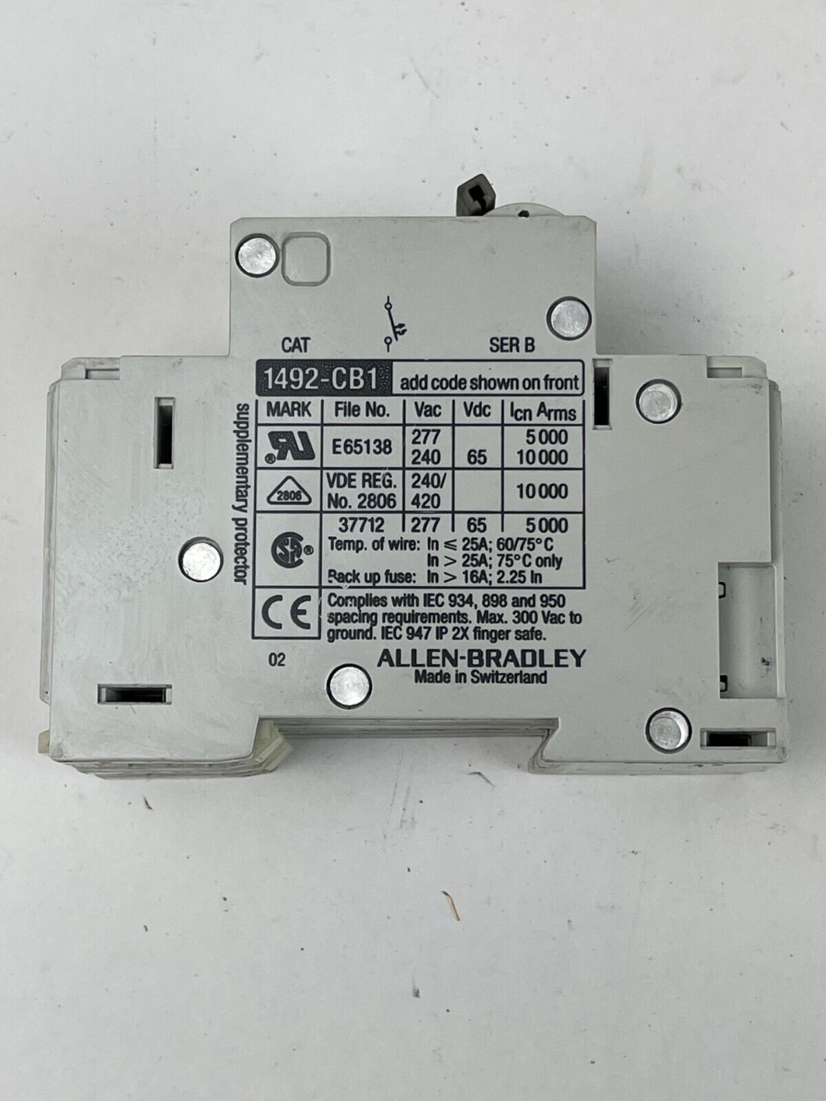ALLEN BRADLEY - 1492-CB1 *LOT OF 5* -1A, 3A, 3A, 4A, 5A -G 010, G030, G040, G050