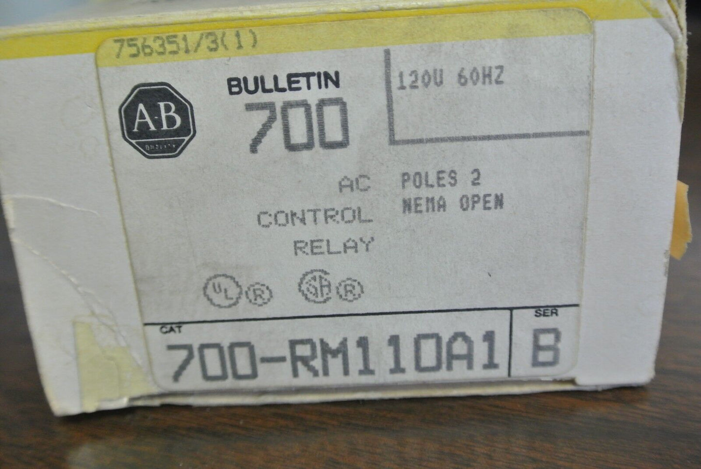 ALLEN-BRADLEY 700-RM110A1 - AC CONTROL RELAY - 120V, 60Hz - NEW SURPLUS
