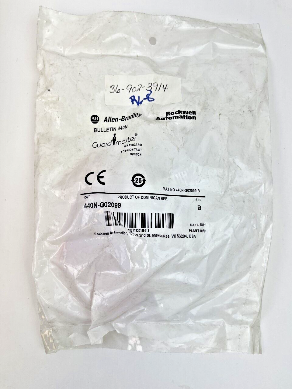 ALLEN BRADLEY - 440N-G02099 - SERIES B - SWITCH GUARDMASTER - NON-CONTACT - 24V