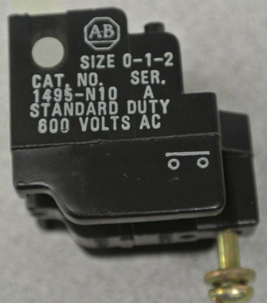 ALLEN-BRADLEY 1495-N10 / AUXILIARY CONTACT BLOCK / N.O. CONTACT / SIZE 0, 1, 2