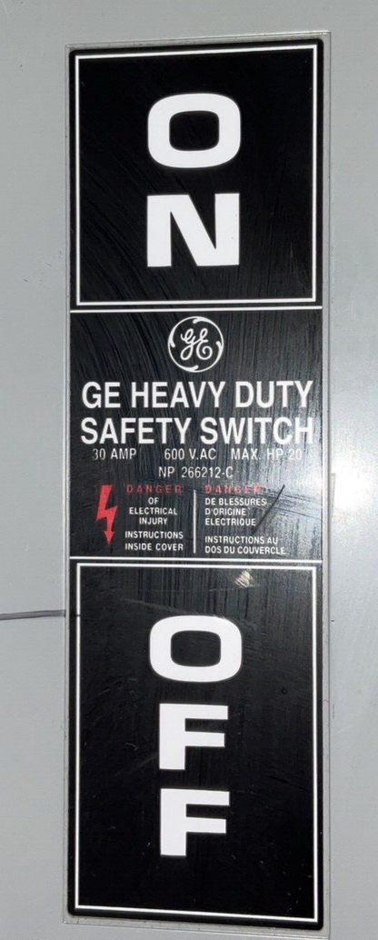 GENERAL ELECTRIC TH3361 SAFETY SWITCH MODEL10 30A 600VAC/250VDC TYPE1 INDOOR