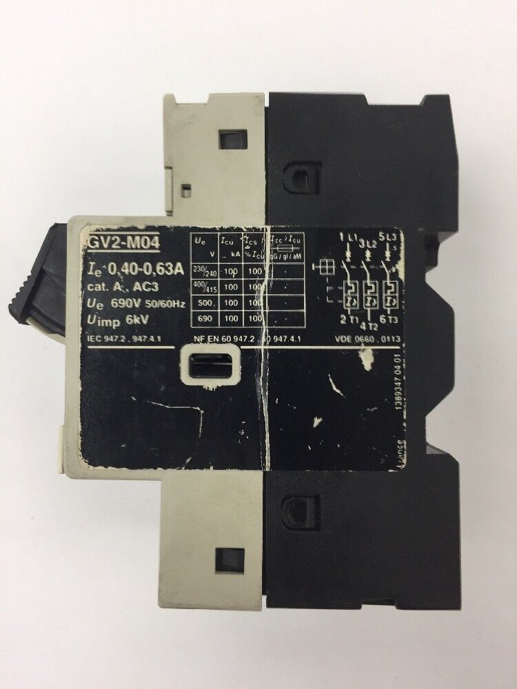 TELEMECANIQUE GV2-M04 MOTOR CIRCUIT BREAKER 0.4-0.63A