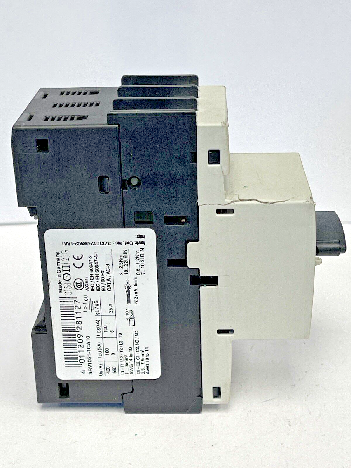 SIEMENS - 3RV1021-1CA10- CIRCUIT BREAKER / MOTOR PROTECTOR