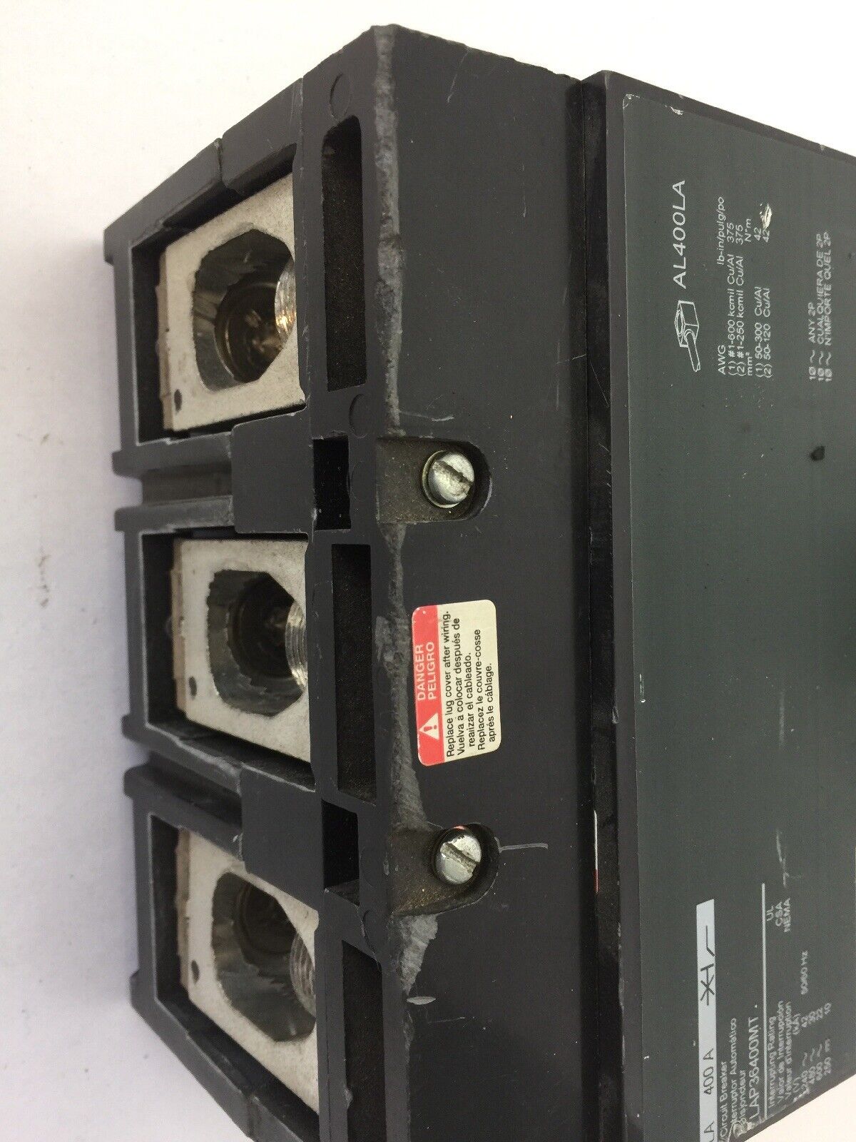 SQUARE D LAP36400MT CIRCUIT BREAKER 400A 250VDC 600VAC LA400A AL400LA LA11021