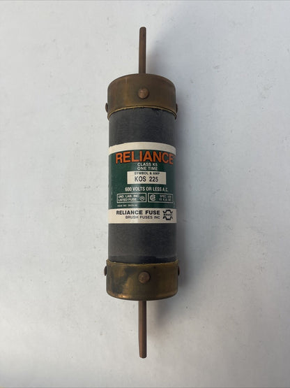 RELIANCE KOS225 CLASS K5 ONE TIME FUSE 600VAC 225AMP