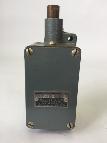 ALLEN BRADLEY 801-ASC12 LIMIT SWITCH PUSH TYPE 600V AC/DC NO-NC CONTACT