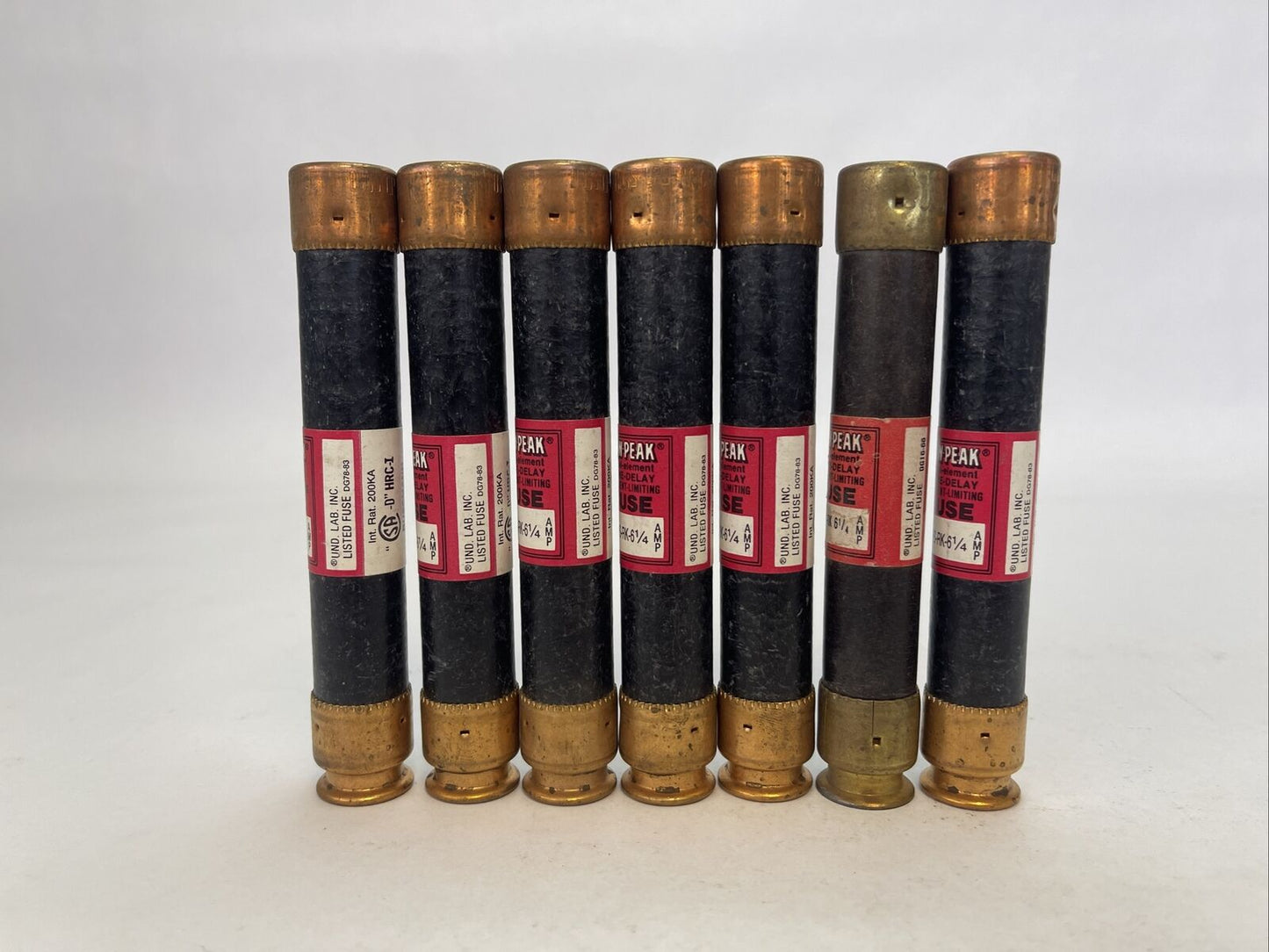 BUSSMANN LPS-RK-6 1/4 LOW-PEAK DUAL ELEMENT FUSE 6-1/4AMP 600VAC (LOT OF 7)