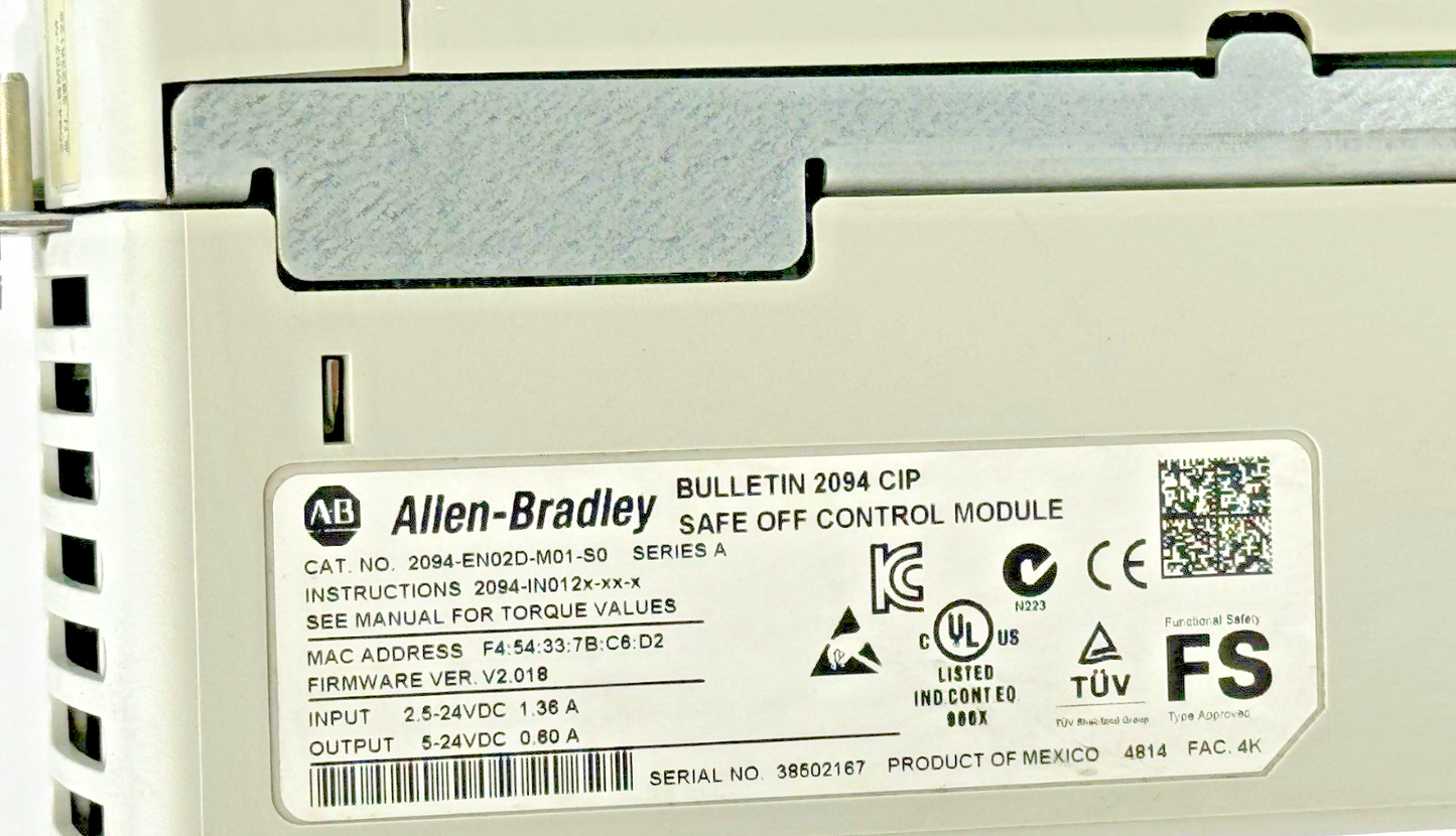 ALLEN-BRADLEY - 2094-EN02D-M01-S0 SER. A / FW VER. 2.018 & 2094-BM02-M SER. A